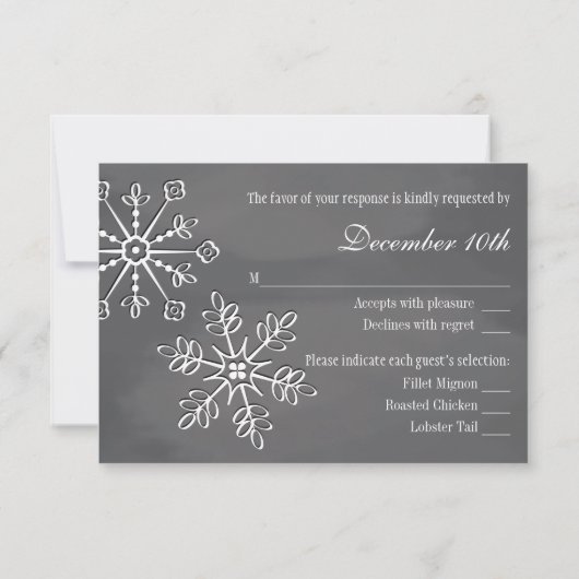 Chalkboard Snowflake Wedding RSVP-reactiekaart RSVP Kaartje (Achterkant)