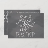 Chalkboard Snowflake Wedding RSVP-reactiekaart RSVP Kaartje (Voorkant / Achterkant)