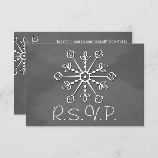Chalkboard Snowflake Wedding RSVP-reactiekaart RSVP Kaartje (Voorkant / Achterkant)