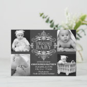 Chalkboard Snowflake Winter Multiple Photo Card Feestdagenkaart (Staand voorkant)