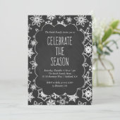 Chalkboard Snowflakes Holiday Party Kaart (Staand voorkant)