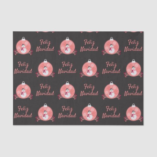 Chalkboard Snowman Feliz Navidad Tissuepapier (Voorkant)