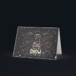 Chalkboard Snowman Kerstmis Feestdagen Kaart<br><div class="desc">Chalkboardsneeuwman met sneeuw en de woorden "Laat het sneeuwen." Afbeelding van vecteezy.</div>