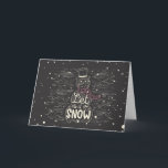 Chalkboard Snowman Kerstmis Feestdagen Kaart<br><div class="desc">Chalkboardsneeuwman met sneeuw en de woorden "Laat het sneeuwen." Afbeelding van vecteezy.</div>