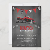 Chalkboard Snowmobile Birthday Uitnodiging (Voorkant)