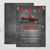 Chalkboard Snowmobile Birthday Uitnodiging (Voorkant / Achterkant)