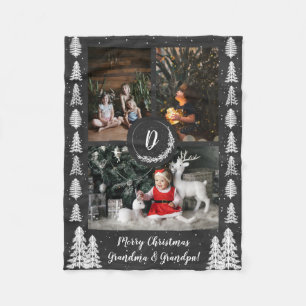 Chalkboard Snowy kerstbomen Holiday Fleece Deken