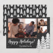 Chalkboard Snowy Pine Tree Holiday Feestdagenkaart (Voorkant / Achterkant)