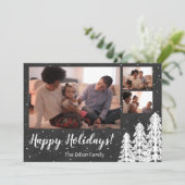 Chalkboard Snowy Pine Tree Holiday Feestdagenkaart (Staand voorkant)