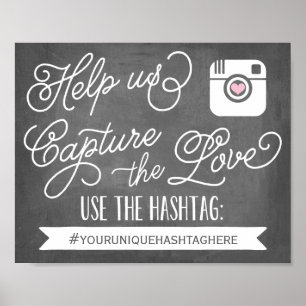 Chalkboard Social Media Hashtag   Weddenschap-deco Poster