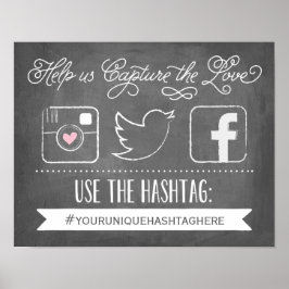Chalkboard Social Media Hashtag | Weddenschap-deco Poster