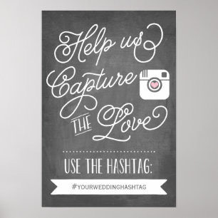 Chalkboard Social Media Hashtag   Weddenschap-deco Poster
