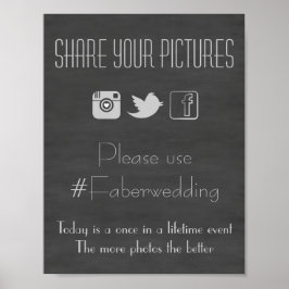 Chalkboard Social Media Weddenschap Foto Hashtag S Poster