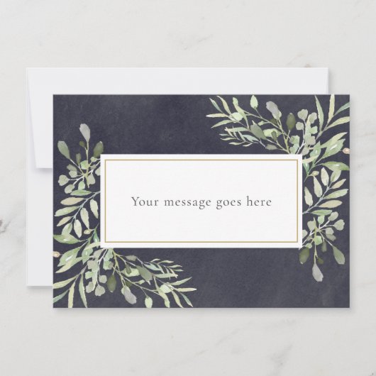 Chalkboard Soft Spring Greenery Jouw boodschap Bedankkaart (Voorkant)