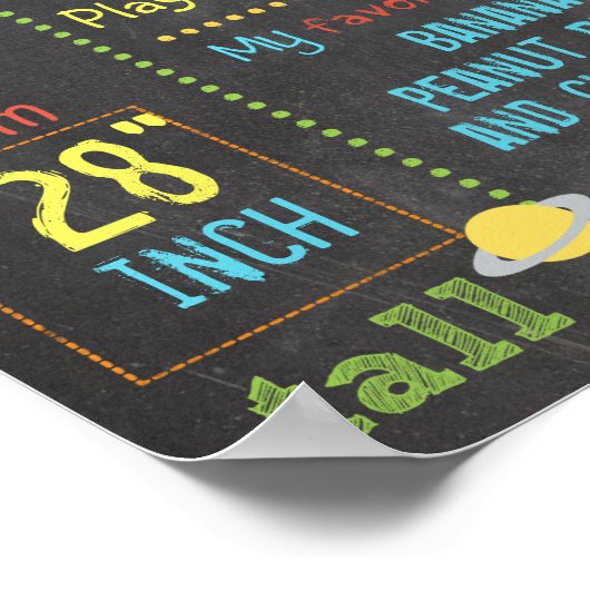 Chalkboard Space Party poster voor eerste verjaard (Hoek)