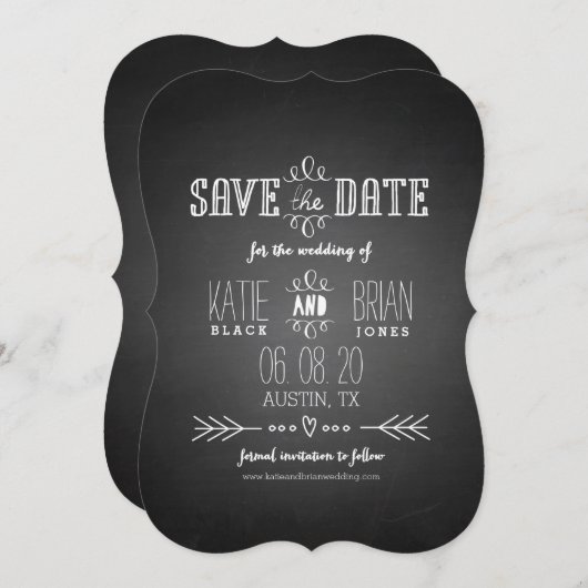 Chalkboard sparen de Aankondiging van de Datum (Voorkant / Achterkant)