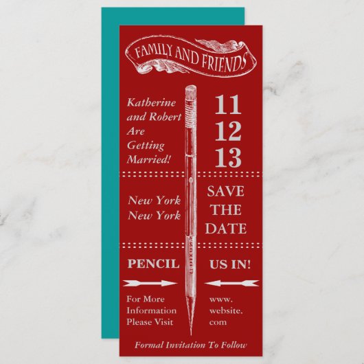 Chalkboard  sparen de Datum Save The Date (Voorkant / Achterkant)