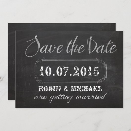 Chalkboard sparen de uitnodiging van de Datum (Voorkant / Achterkant)