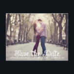 Chalkboard sparen het Briefkaart van de Aankondigi<br><div class="desc">Het witte Chalkboard sparen het Briefkaart van de Aankondiging van de Datum Modern,  wit en elegant sparen het datumbriefkaart.</div>