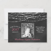 Chalkboard Sparkle String Lights Foto Afstuderen Aankondiging (Voorkant)