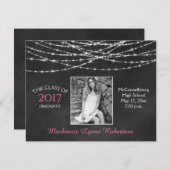 Chalkboard Sparkle String Lights Foto Afstuderen Aankondiging (Voorkant / Achterkant)