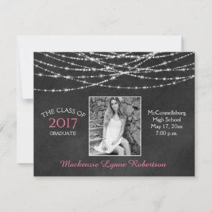 Chalkboard Sparkle String Lights Foto Afstuderen Aankondiging