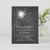 Chalkboard Sparkler Afstuderen Invitation Kaart (Staand voorkant)