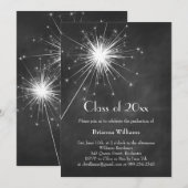 Chalkboard Sparkler Afstuderen Invitation Kaart (Voorkant / Achterkant)