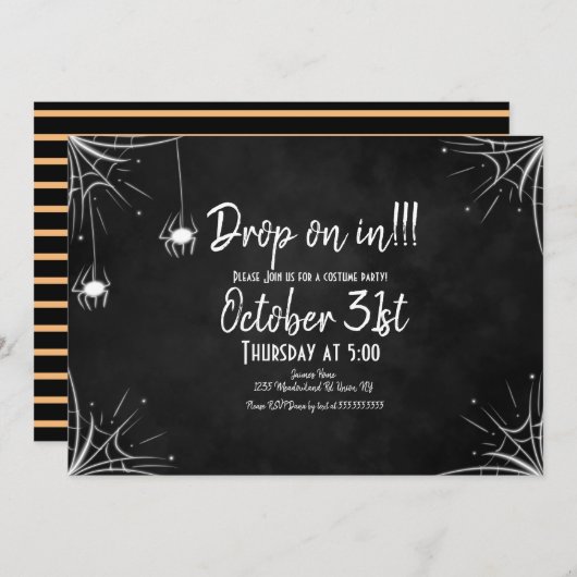 Chalkboard Spider Light Costume Halloween Birthday Kaart (Voorkant / Achterkant)