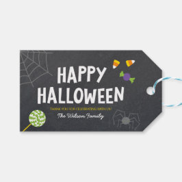 Chalkboard Spider & Snoep Happy Halloween Cadeaulabel