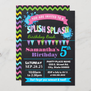Chalkboard Splish splash Bashroze party Kaart
