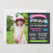 Chalkboard Splish splash Bashverjaardag roze foto Kaart (Voorkant)