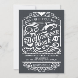 Chalkboard Spooky Gothic Halloween Invitation Kaart