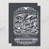 Chalkboard Spooky Gothic Halloween Invitation Kaart (Voorkant / Achterkant)