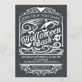 Chalkboard Spooky Gothic Halloween Invitation Kaart
