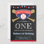 Chalkboard sport Baseball 1e verjaardag Kaart (Voorkant)