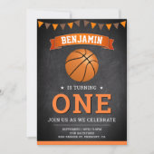 Chalkboard sport Basketball 1e verjaardag Kaart (Voorkant)