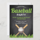 Chalkboard Sport Kinder Baseball Birthday Party Kaart (Voorkant)