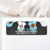 Chalkboard Sport Thema Blue Boy Baby shower Etiket (Insitu)