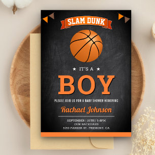 Chalkboard Sports Boy Basketball Baby shower Kaart