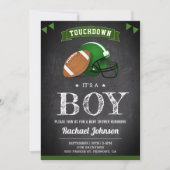 Chalkboard Sports Boy Football Baby shower Kaart (Voorkant)
