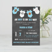 Chalkboard Sportthema Baby Shower-uitnodigingen Kaart (Staand voorkant)