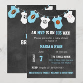 Chalkboard Sportthema Baby Shower-uitnodigingen Kaart (Voorkant / Achterkant)