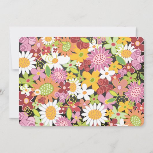 Chalkboard Spring Flowers Vrijgezellenfeest Invite Kaart (Achterkant)