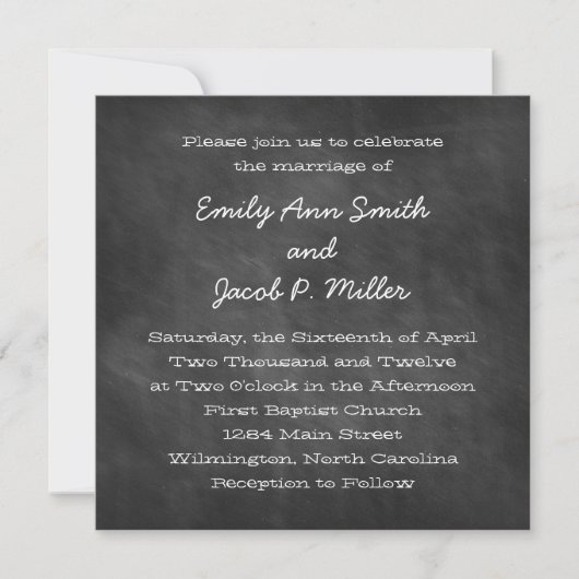 Chalkboard Square Wedding Invitations Kaart (Voorkant)