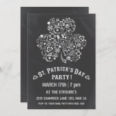 Chalkboard St. Patrick's Day Party Invitation II Kaart (Voorkant / Achterkant)