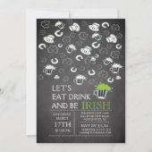 Chalkboard St Patrick's Day Party Invitation Kaart (Voorkant)