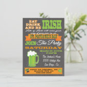 Chalkboard St. Patrick's Day Party Invitation Kaart (Staand voorkant)