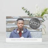 Chalkboard Stamp Photo Graduparty Kaart (Staand voorkant)