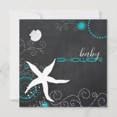 Chalkboard Starfish Beach Baby shower Kaart (Voorkant)